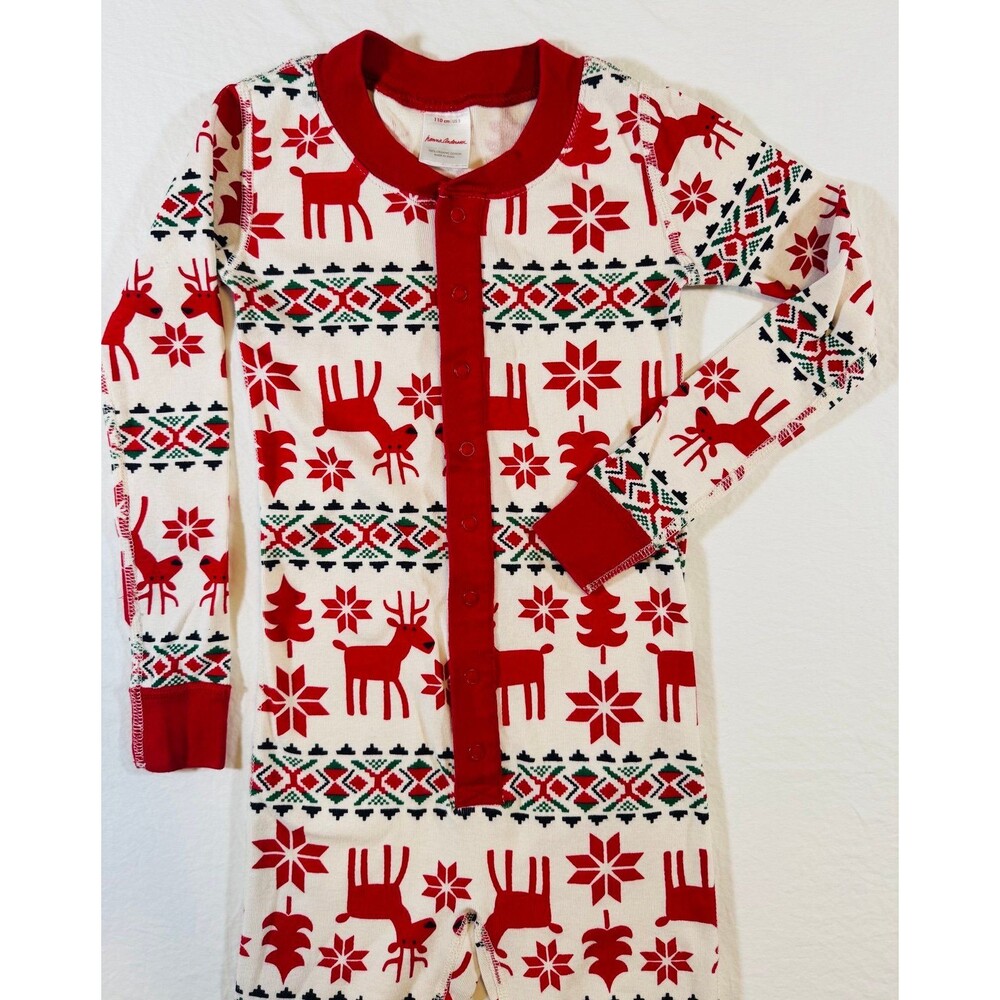 NWOT Hanna Andersson Dear Deer Holiday Long John with snaps. Size 110 CM / US 5